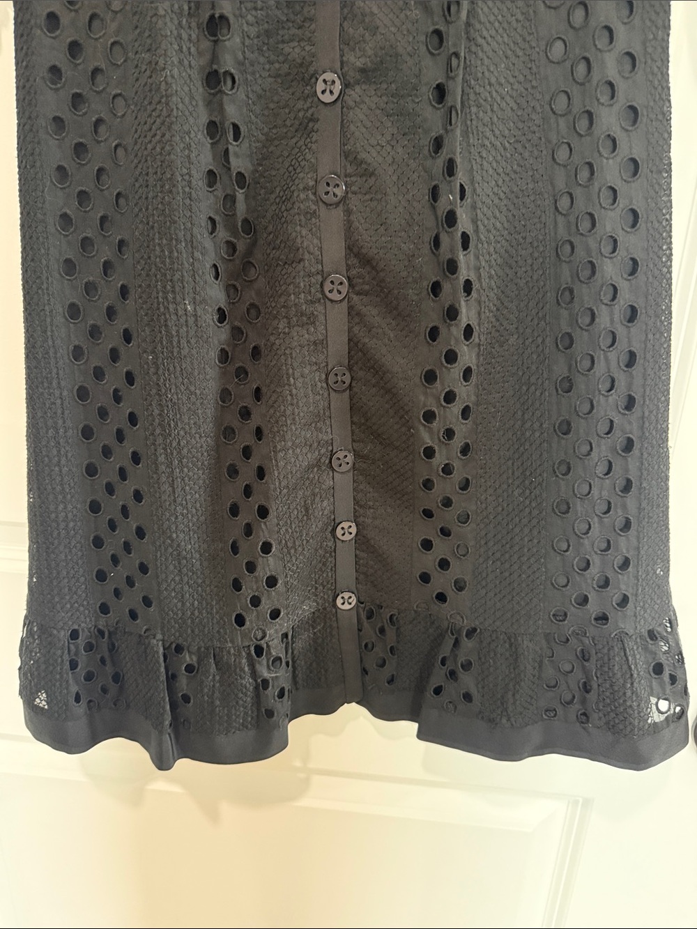 Nanette Lepore Black Eyelet Button-Front Mini Dress - Picture 5 of 8